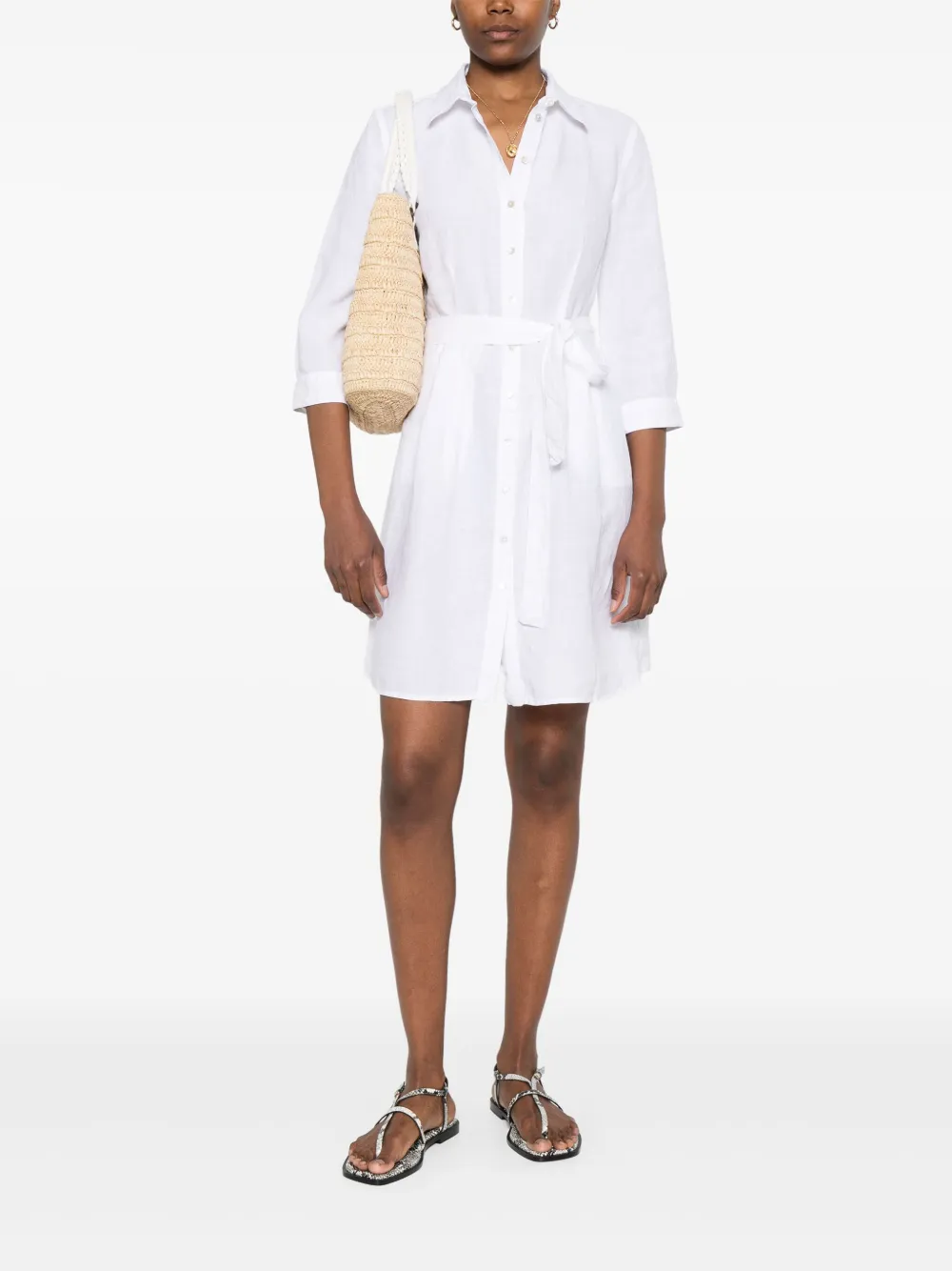 120% Lino Linnen mini-jurk - Wit