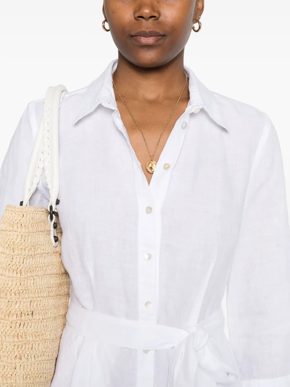 120% Lino Linnen mini-jurk Wit