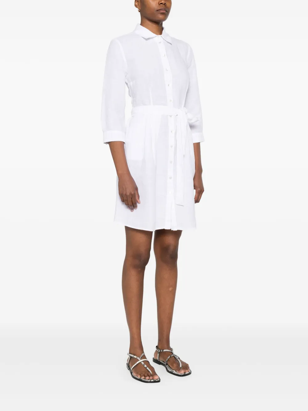 120% Lino Linnen mini-jurk Wit