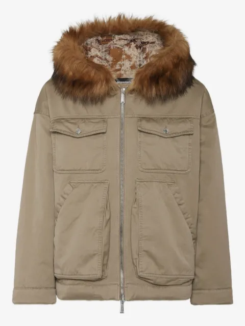 DSQUARED2 chamarra con capucha y ribete de pelo