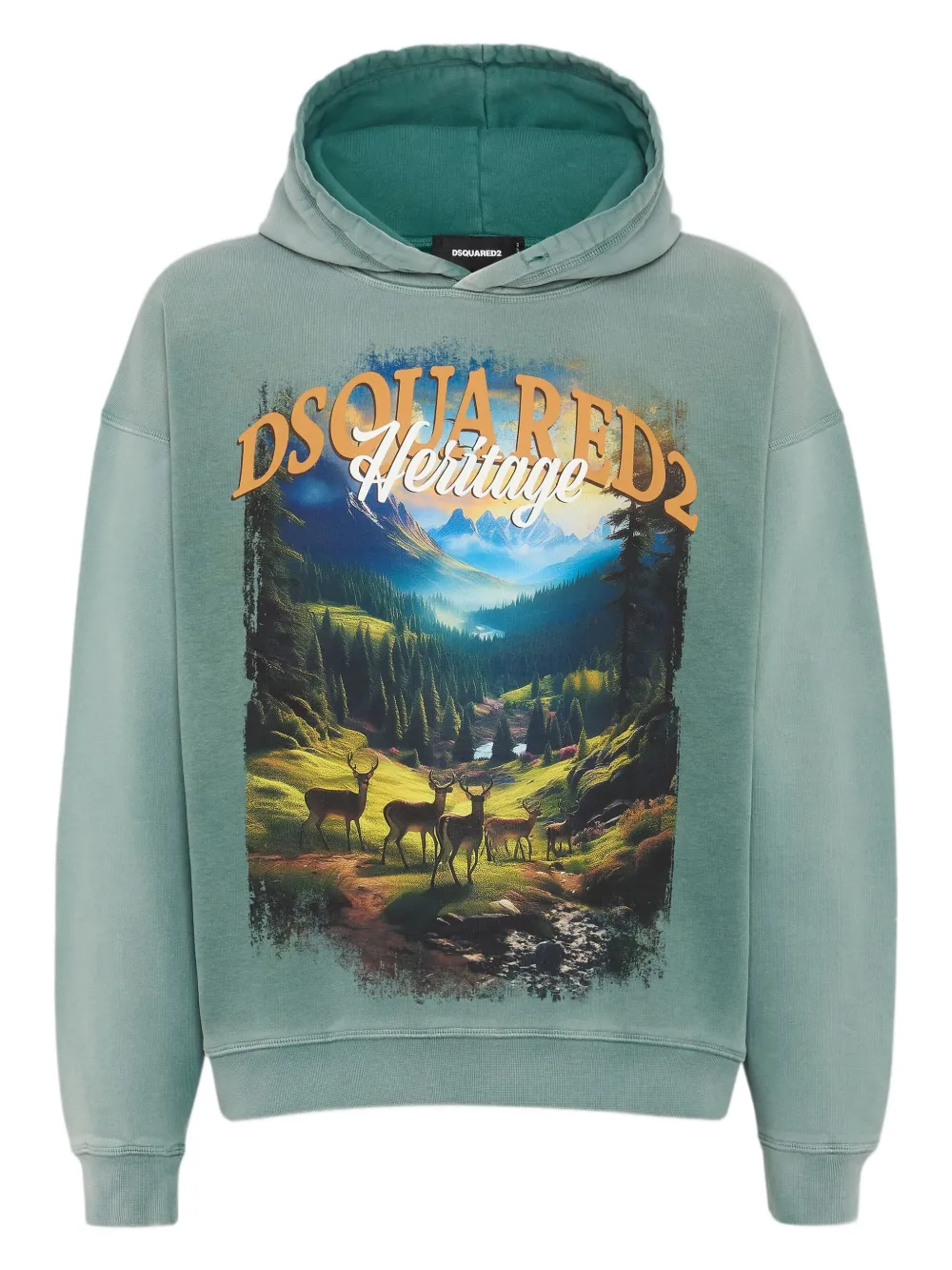 DSQUARED2 printed hoodie | Green | Image 1