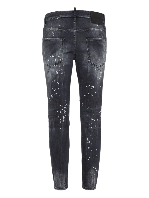 DSQUARED2 Diamond Skater paint-splatter Distressed Jeans Blue