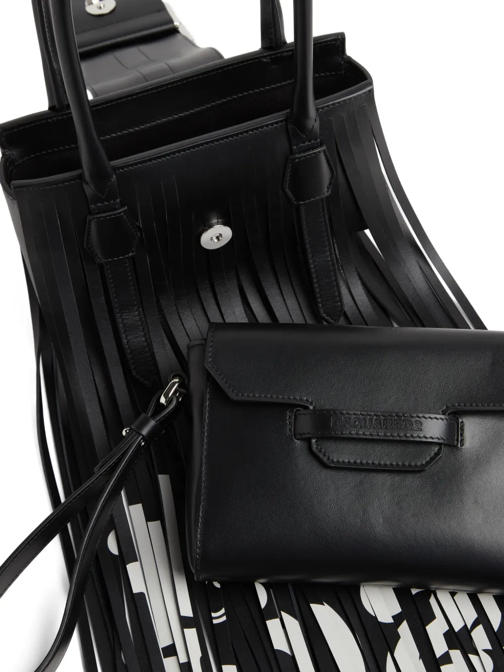 Dsquared2 Slogan-print Shoulder Bag In Black