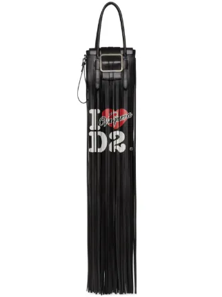 DSQUARED2 slogan-print Shoulder Bag | Black | FARFETCH