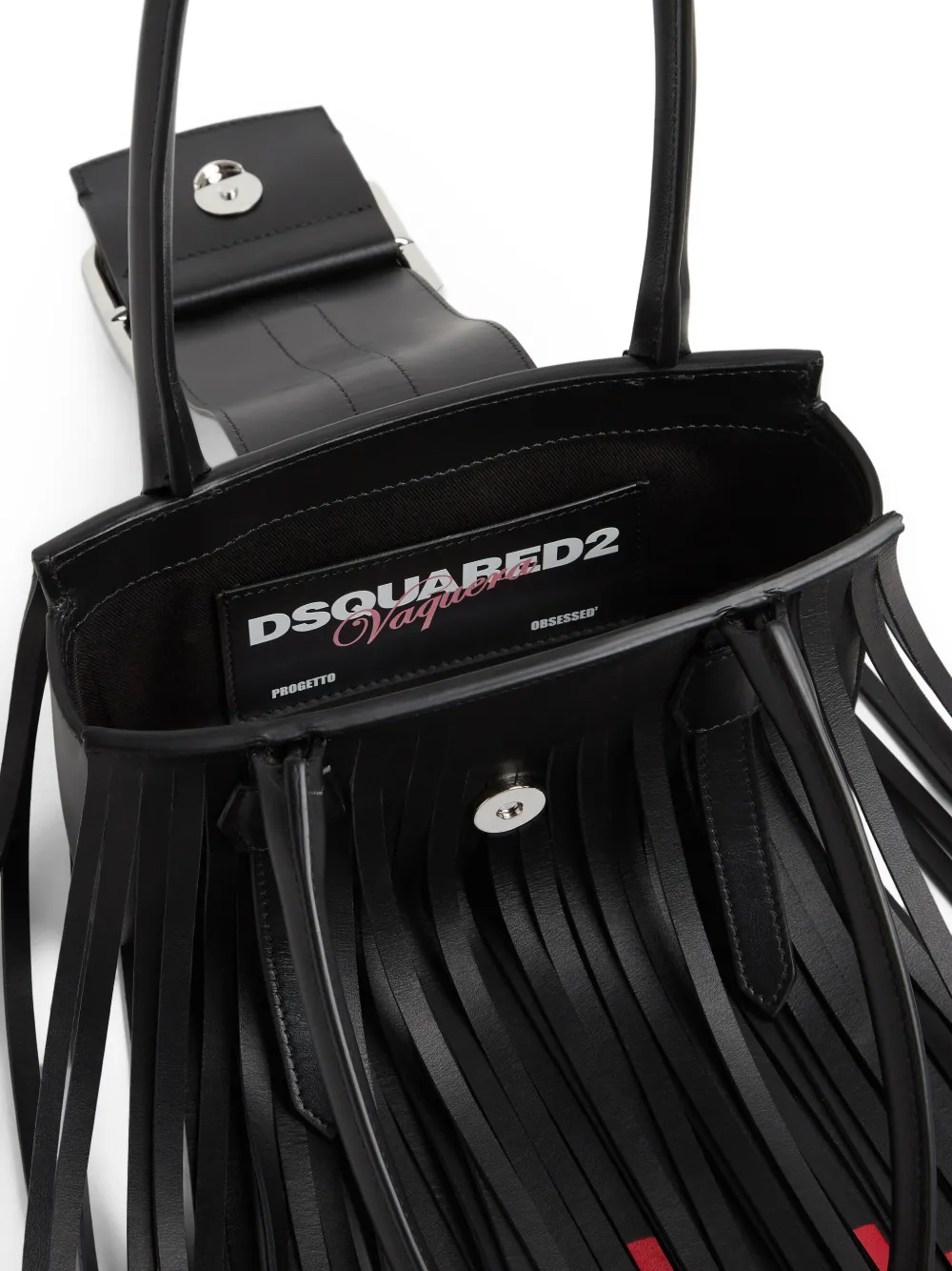 Dsquared2 Slogan-print Shoulder Bag In Black
