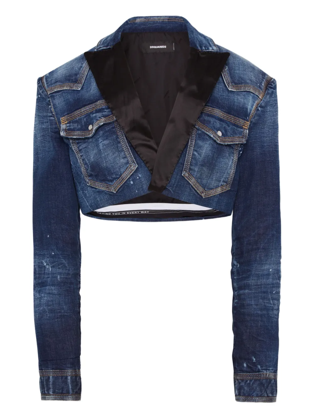 Dsquared2 Cropped Denim Jacket In Blue