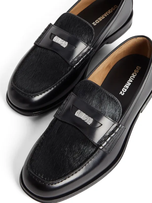 DSQUARED2 レザー ペニーローファー | ブラック | FARFETCH JP