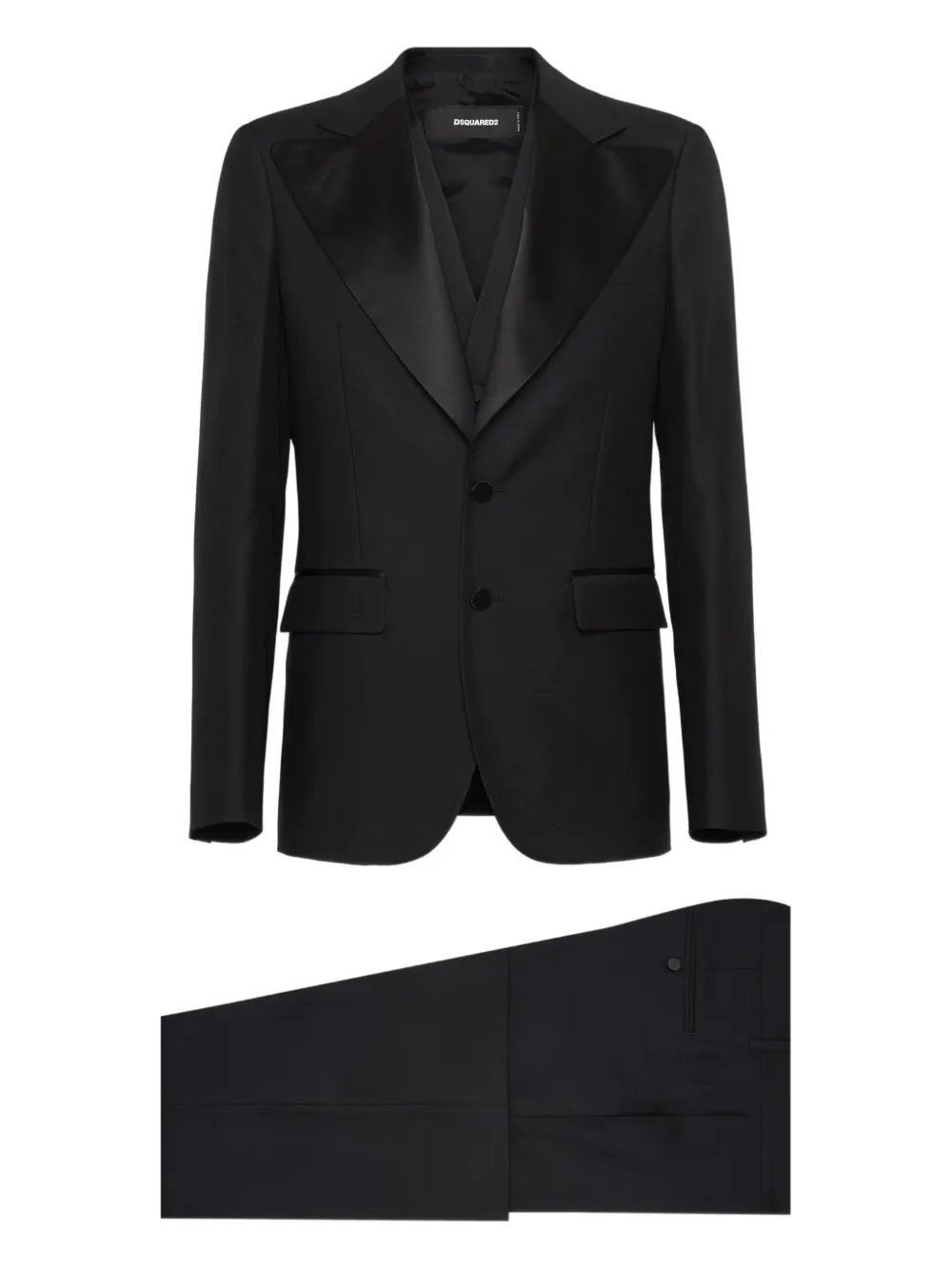 Dsquared2 70's Tuxedo Suit In Black
