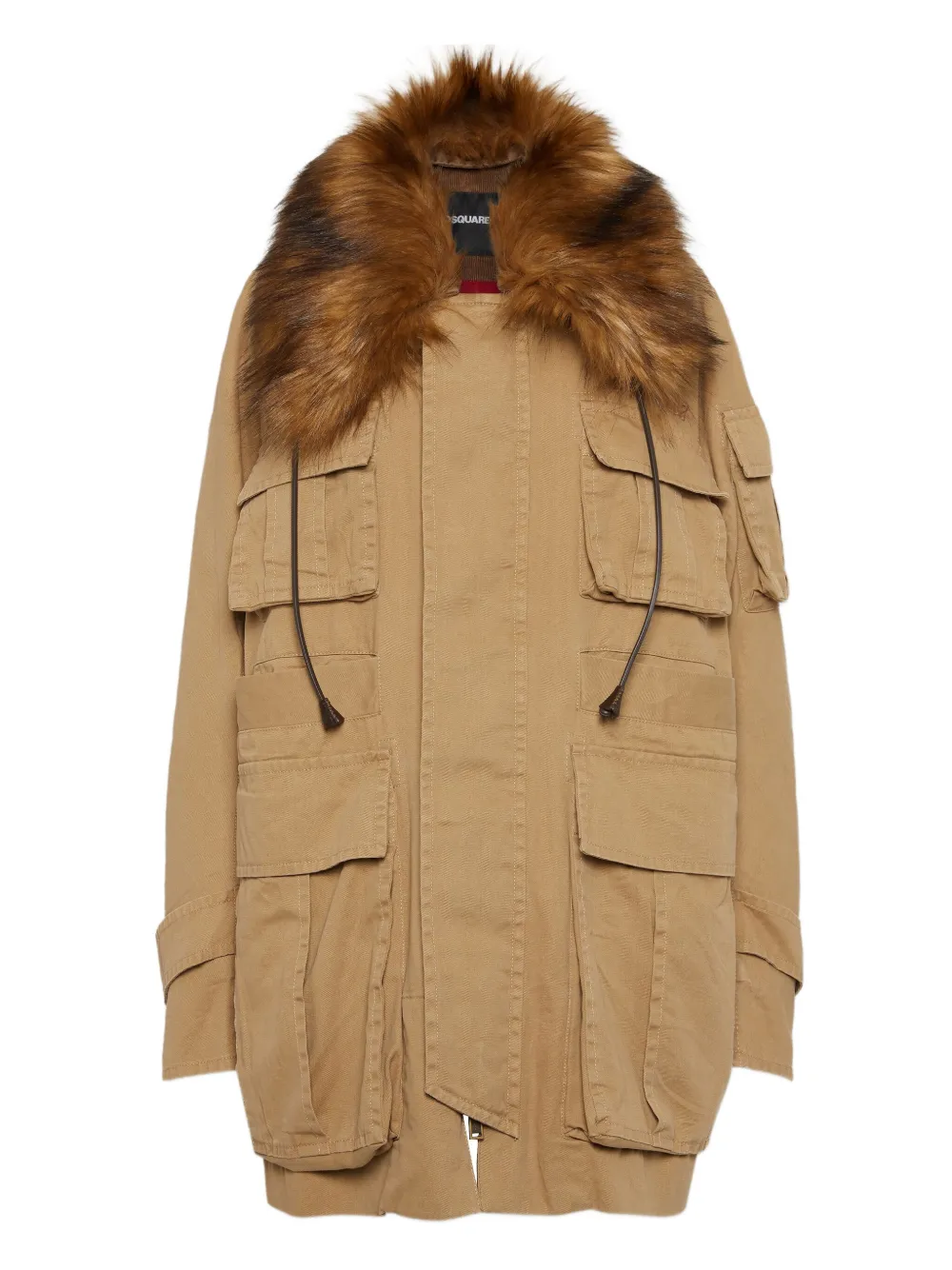 Dsquared2 Parka Mit Pelzkapuze In Brown