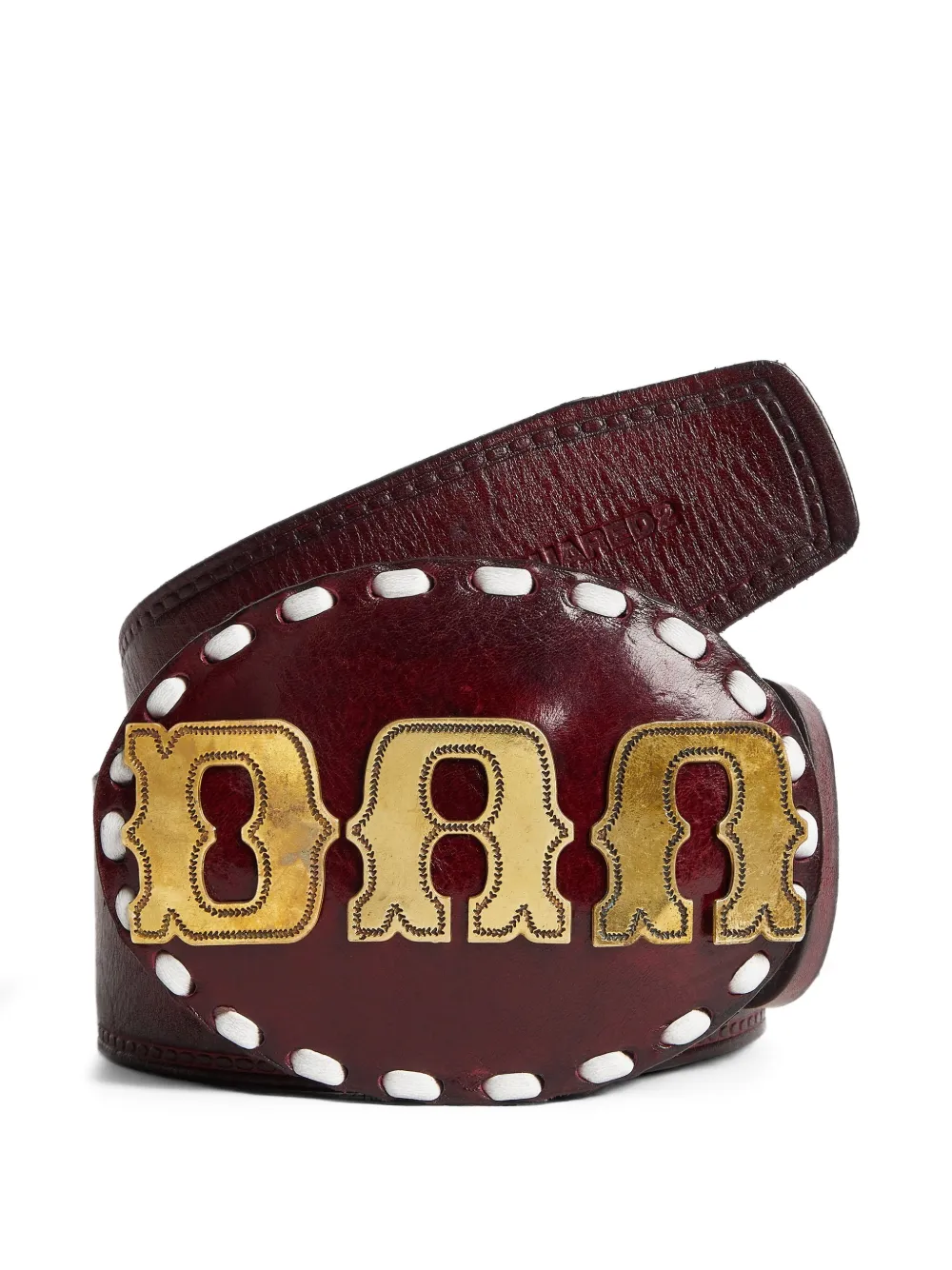 DSQUARED2 Leren riem met logo-reliëf Rood