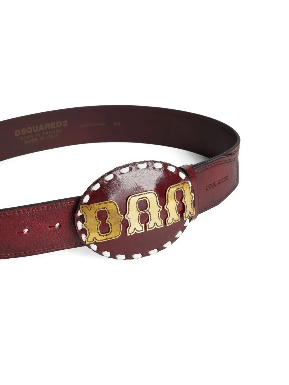 DSQUARED2 Leren riem met logo-reliëf Rood