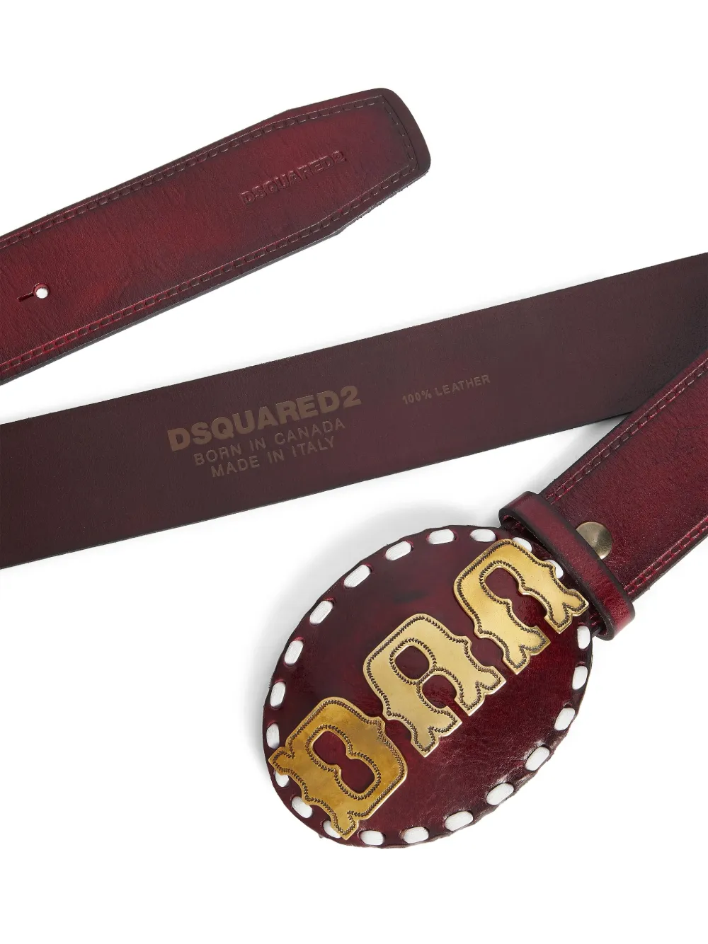DSQUARED2 Leren riem met logo-reliëf - Rood