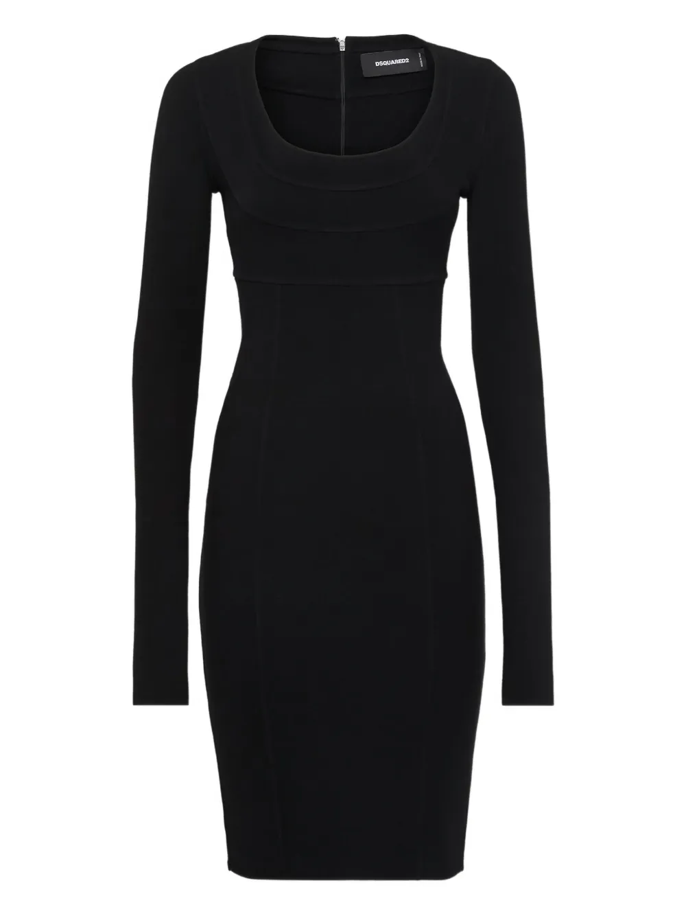 DSQUARED2 Midikleid mit langen Ärmeln | Schwarz | Image 1