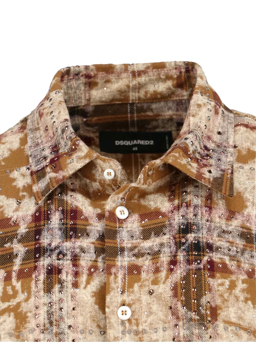 DSQUARED2 Geruit gebleekt overhemd met glitter 001F