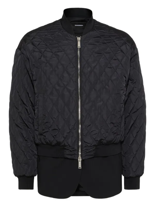 【極上の一着】 DSQUARED2ブラックレザーキルティングジャケット DSQUARED2 キルティング ボンバージャケット | ブラック | FARFETCH JP