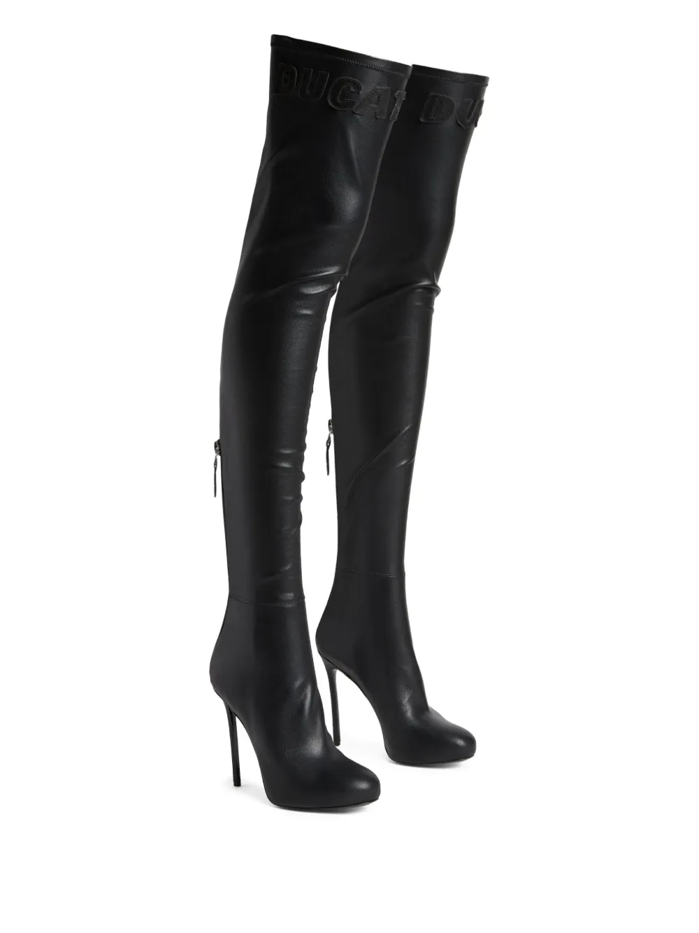 DSQUARED2 x Ducati leren overknee laarzen Zwart