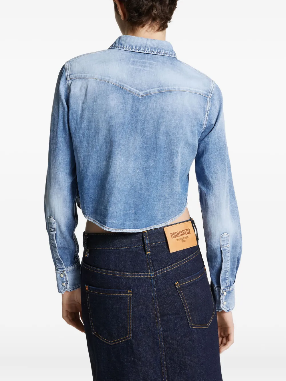DSQUARED2 Cropped spijkerblouse Blauw