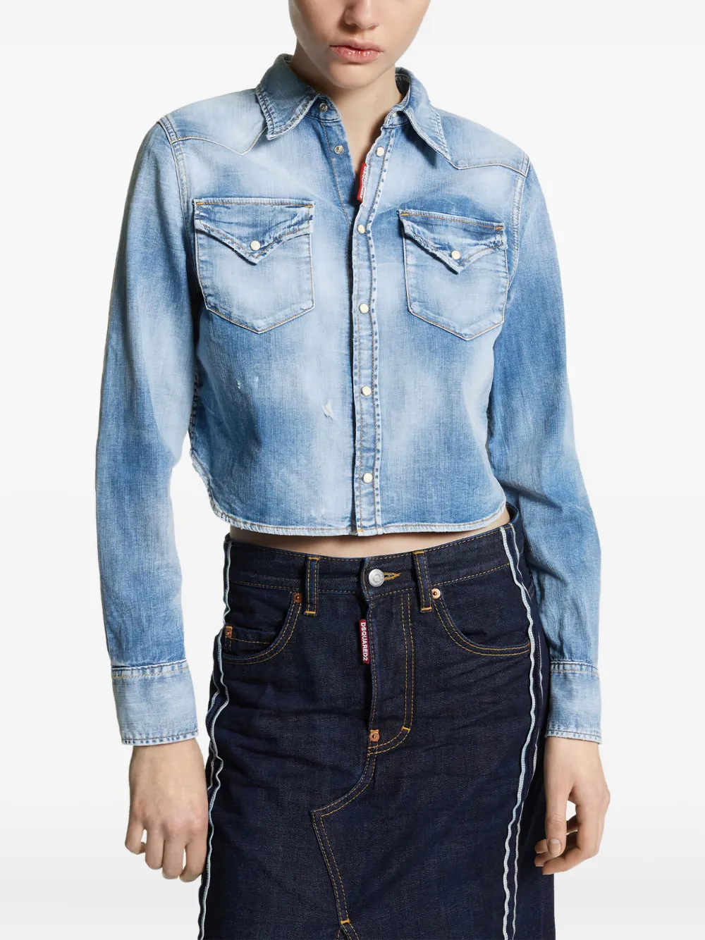 DSQUARED2 Cropped spijkerblouse Blauw