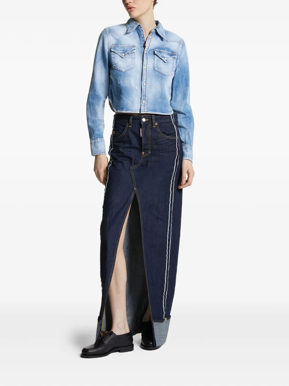 DSQUARED2 Cropped spijkerblouse - Blauw