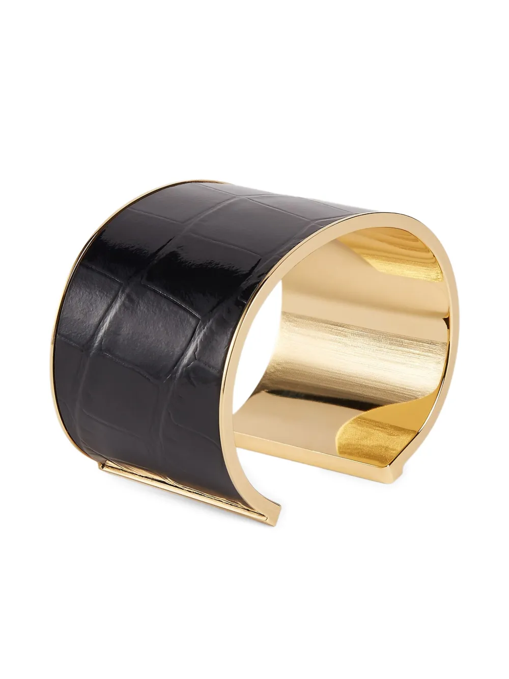 Dsquared2 Twin Croc Embossed Leather Cuff Bracelet In Black