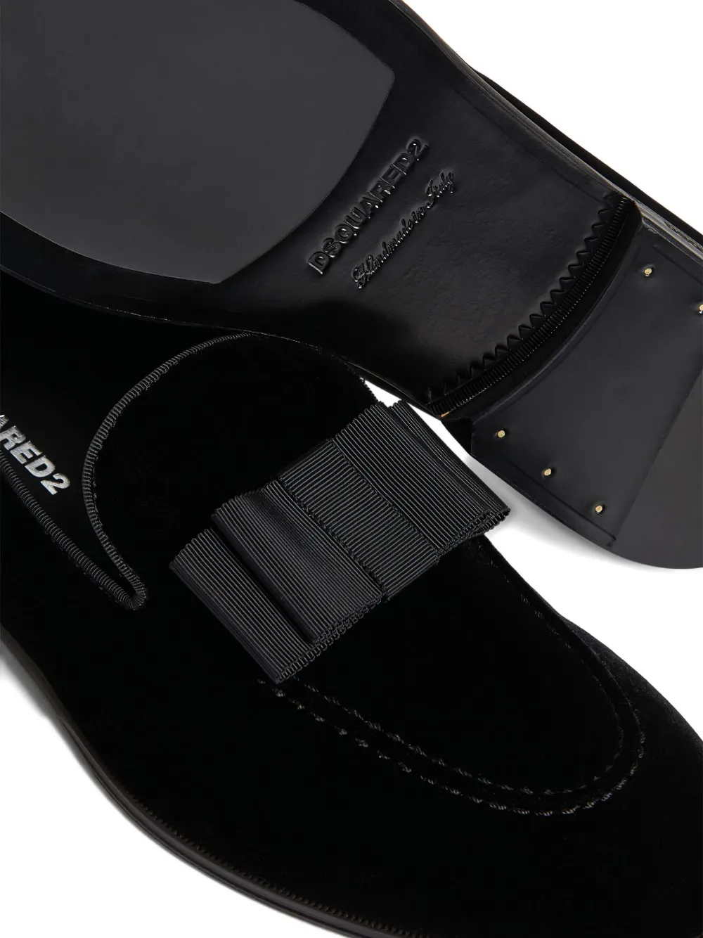 DSQUARED2 Fluwelen loafers met strikdetail Zwart