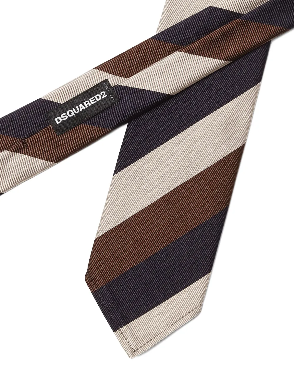 Dsquared2 Striped Silk Tie In Brown