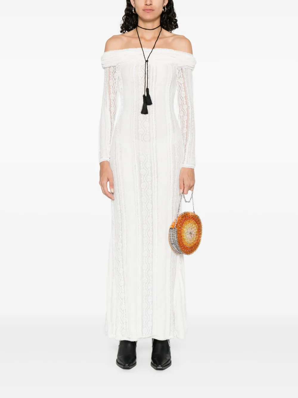 Charo Ruiz Ibiza Off-shoulder jurk - Wit