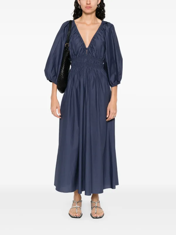 matteau cotton dress Matteau Gathered Organic Cotton And Silk-blend Maxi Dress - Women - Orange Dresses