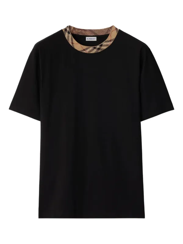 ★送料関税込★Burberry バーバリー チェックトリム Tシャツ Burberry チェックトリム Tシャツ | ブラック | FARFETCH JP