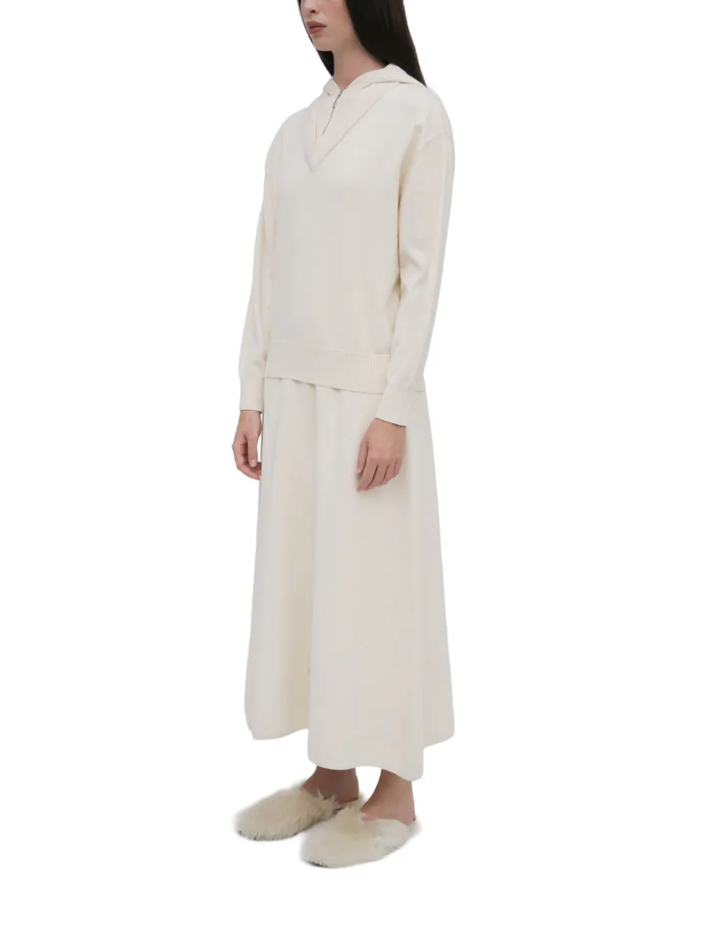 Rosetta Getty Pullover met capuchon en V-hals Beige