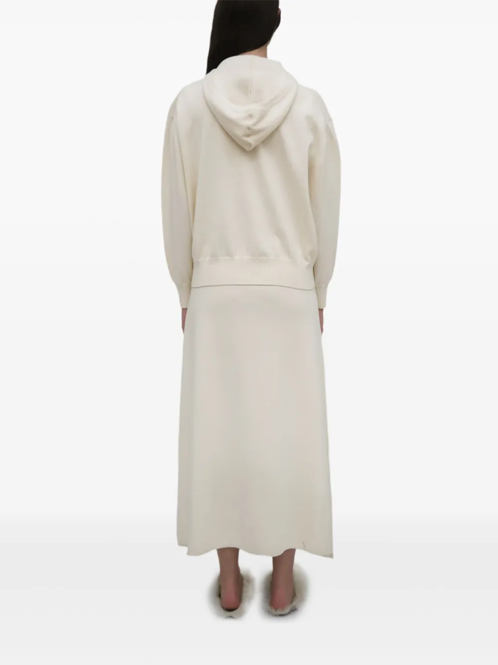 Rosetta Getty Pullover met capuchon en V-hals Beige