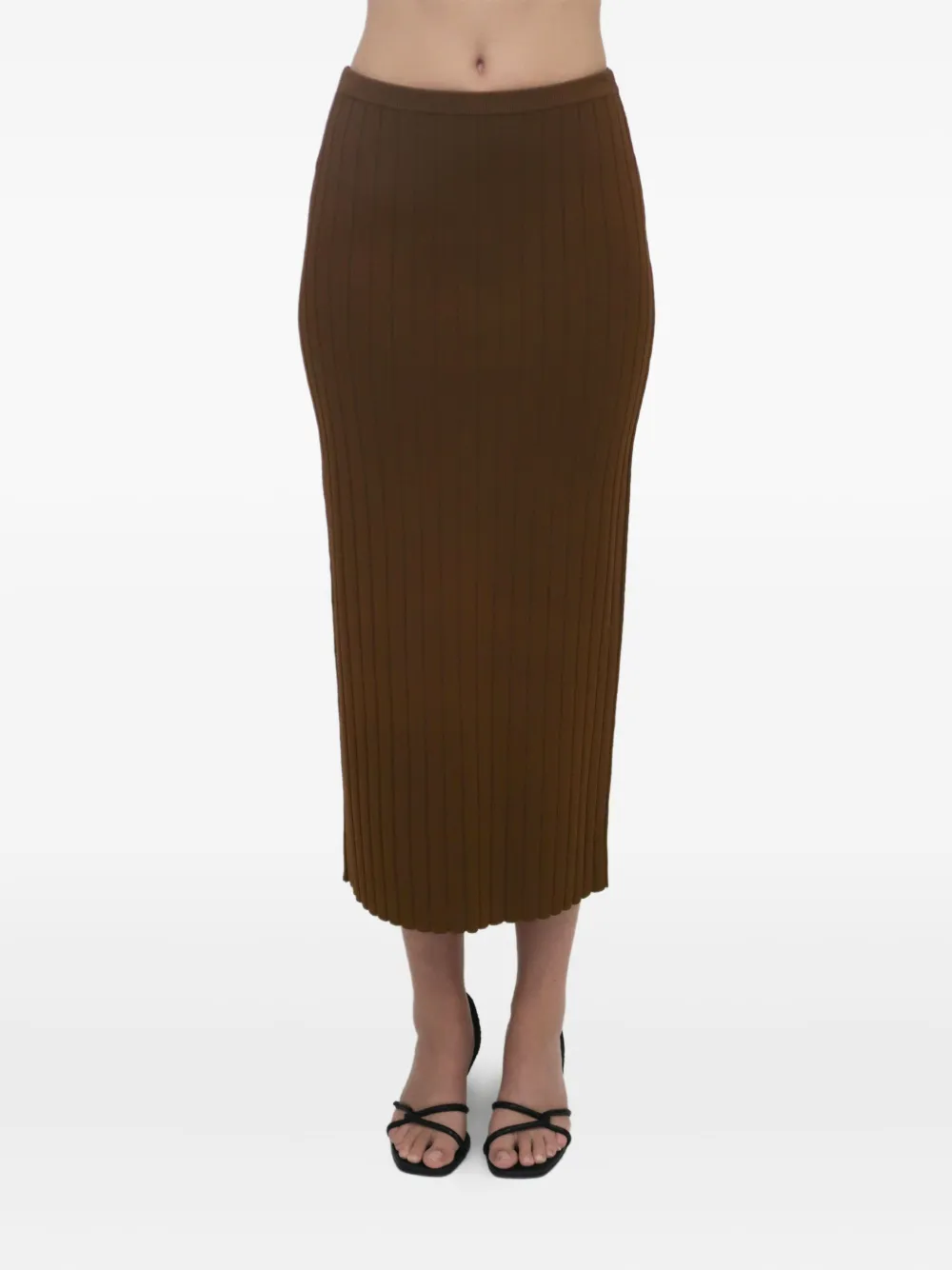 Rosetta Getty Geribbelde midi-rok Bruin