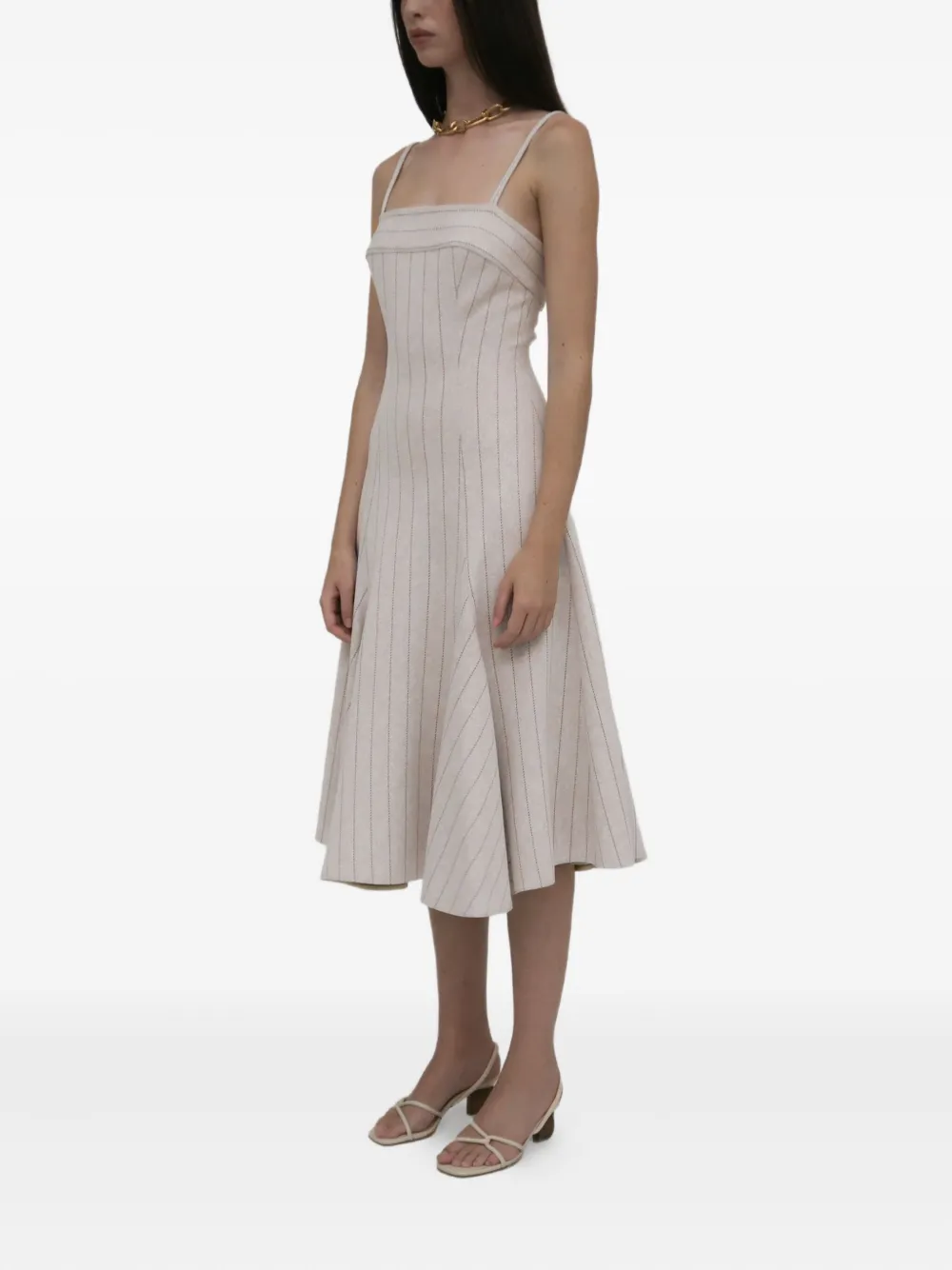 Rosetta Getty Godet jurk met krijtstreep Beige
