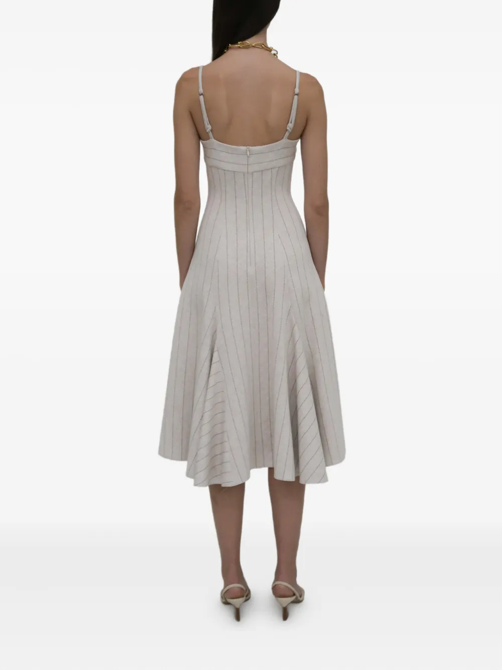 Rosetta Getty Godet jurk met krijtstreep Beige