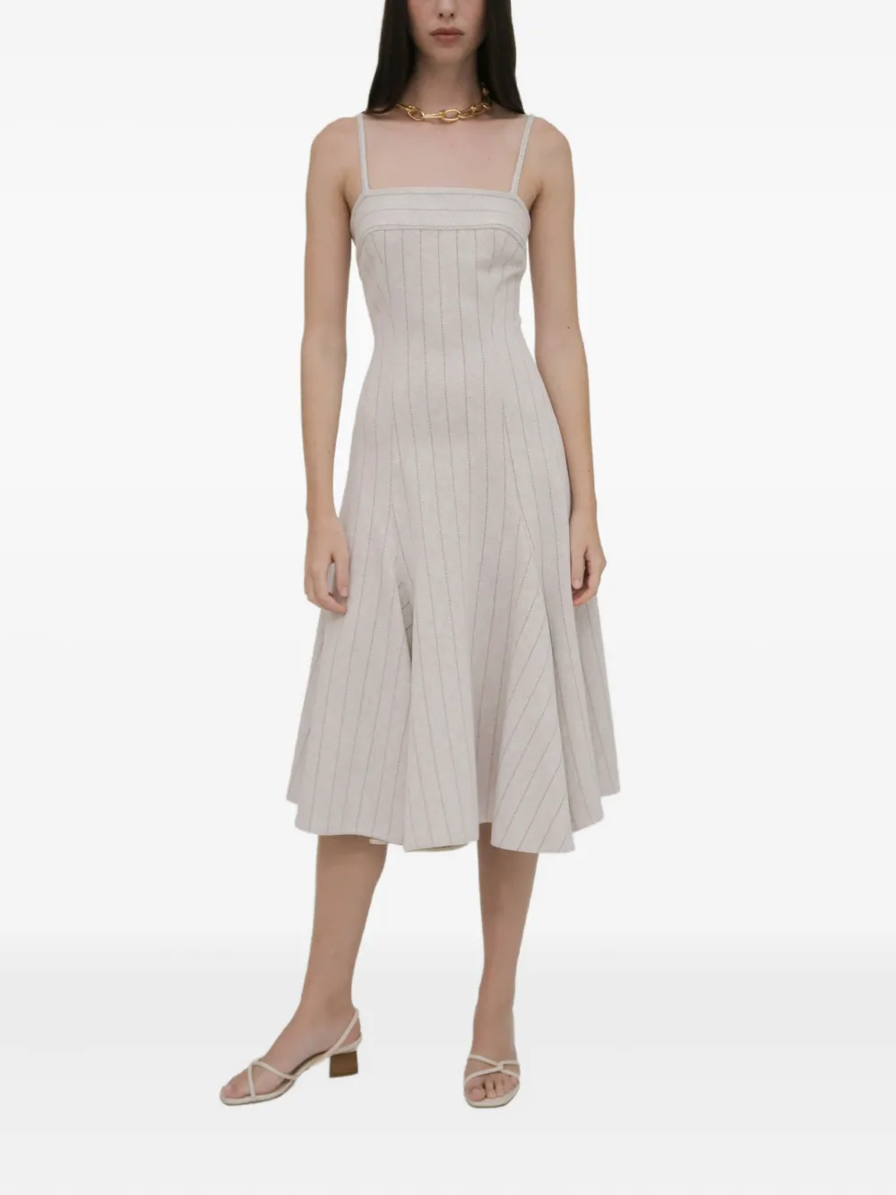 Rosetta Getty Godet jurk met krijtstreep Beige