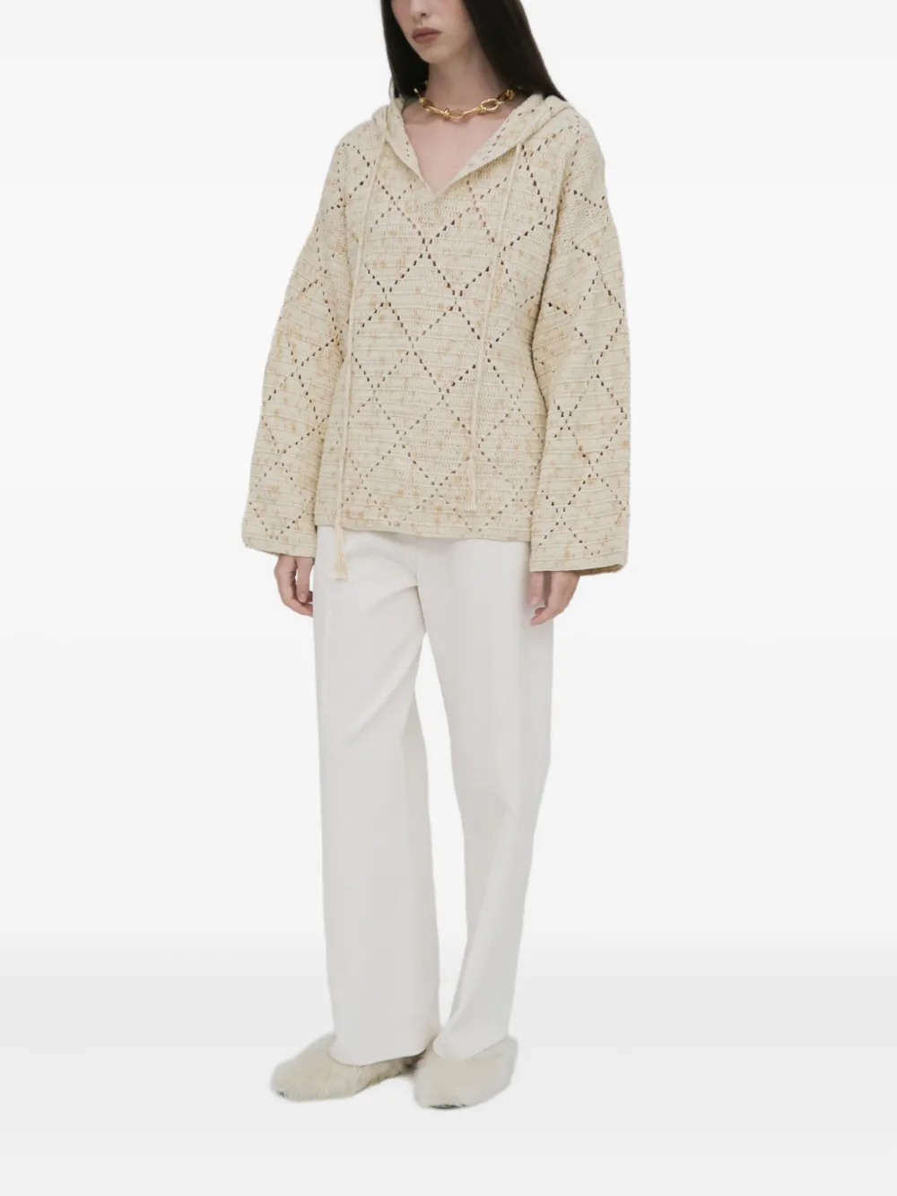 Rosetta Getty crochet diamond-pattern hoodie | Hoodies | Image 2
