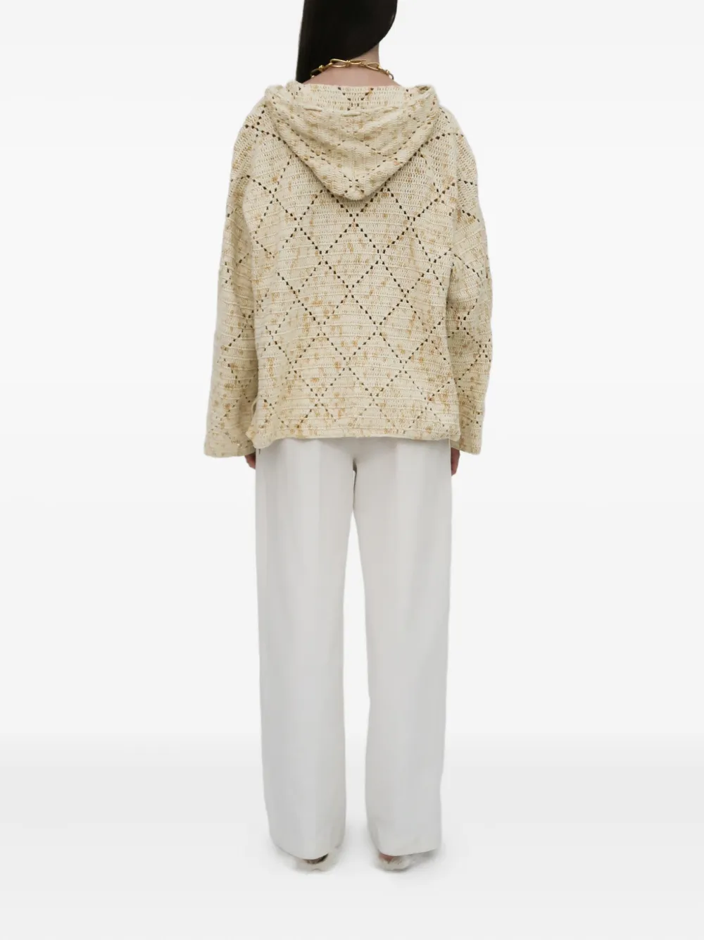 Rosetta Getty Gehaakte hoodie met patroon Beige