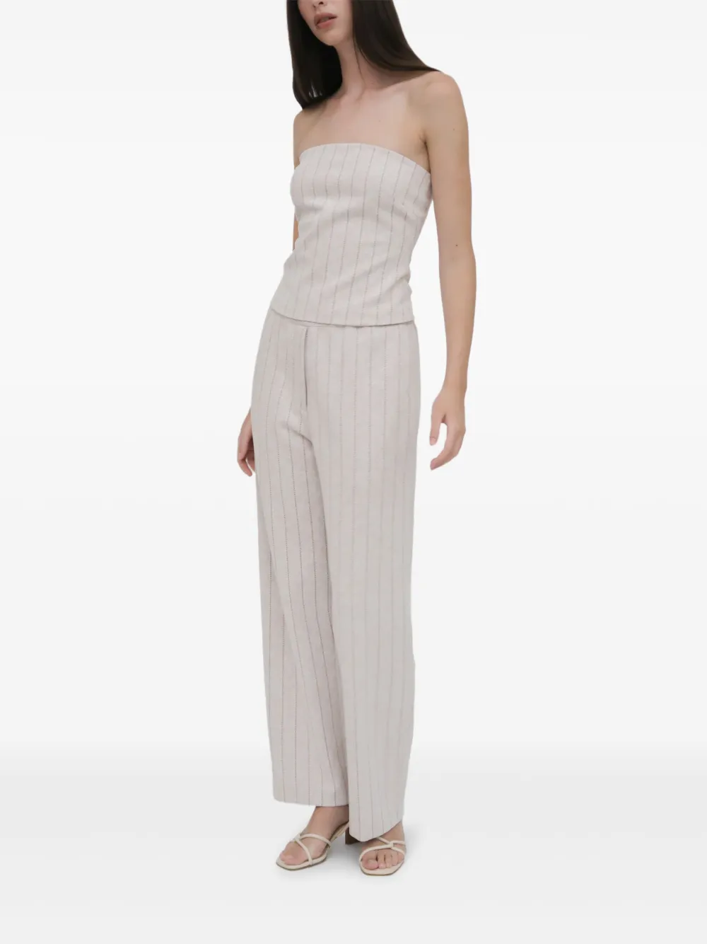 Rosetta Getty Bandeau top met krijtstreep Beige