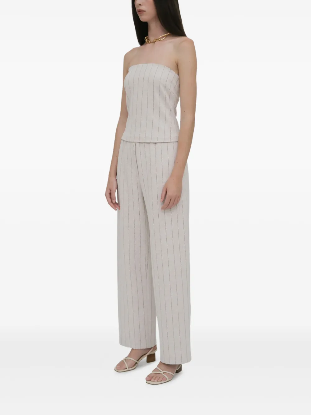 Rosetta Getty Bandeau top met krijtstreep Beige