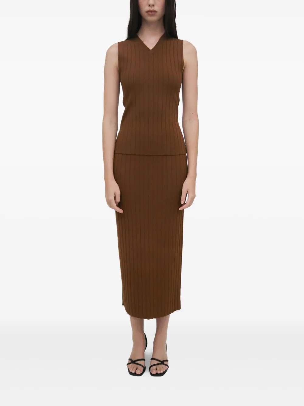 Rosetta Getty Geribbelde mouwloze top Bruin