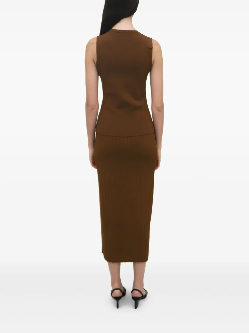 Rosetta Getty Geribbelde mouwloze top Bruin