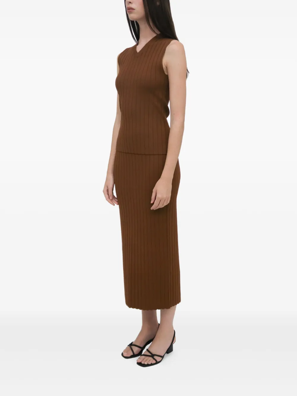 Rosetta Getty Geribbelde mouwloze top Bruin