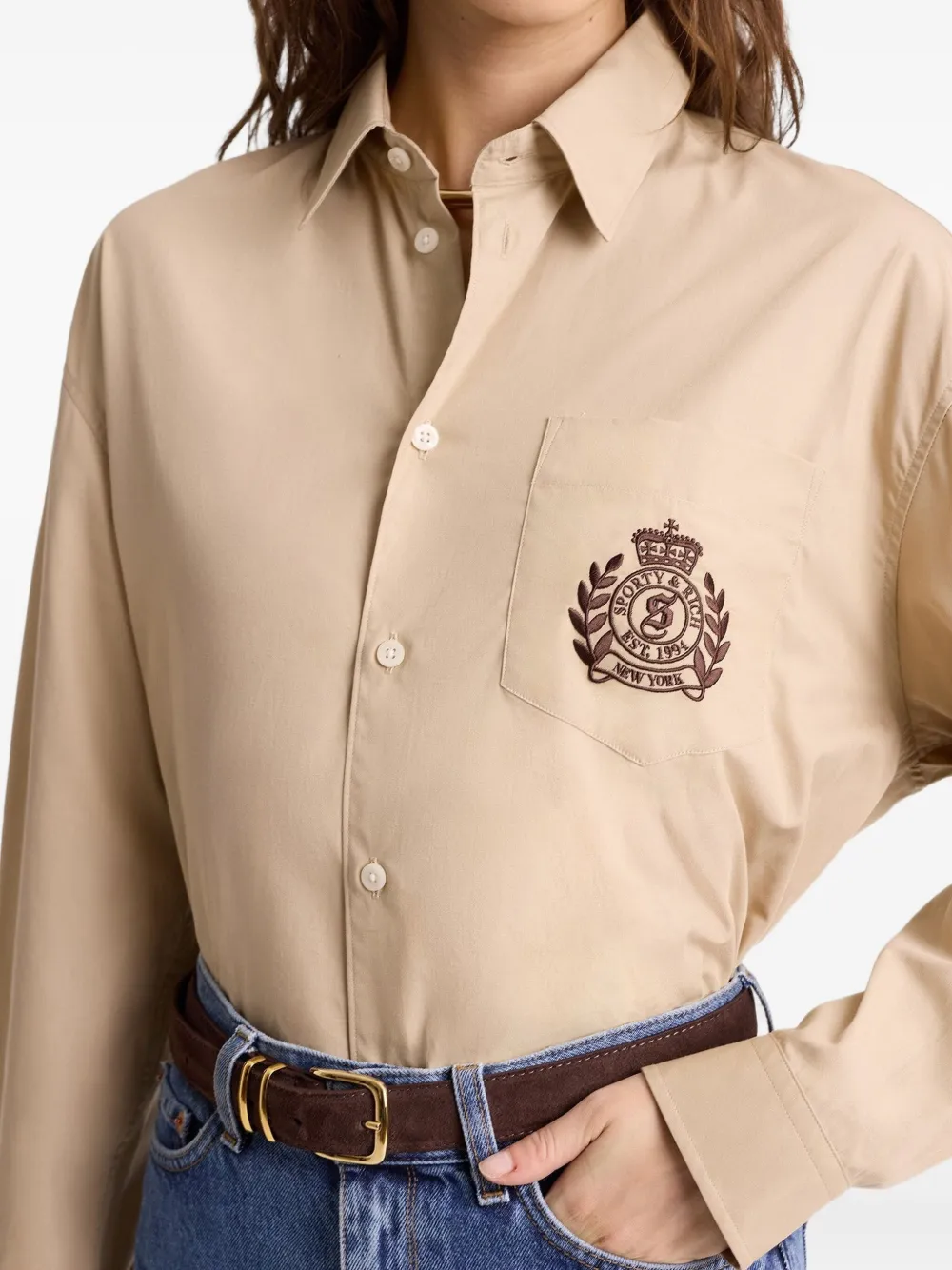 Sporty & Rich H&W Crest shirt Beige