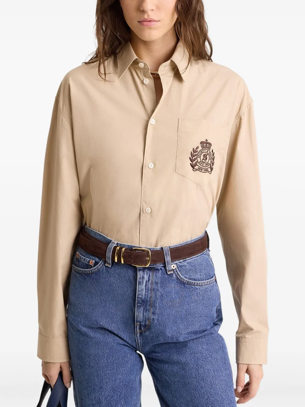 Sporty & Rich H&W Crest shirt Beige