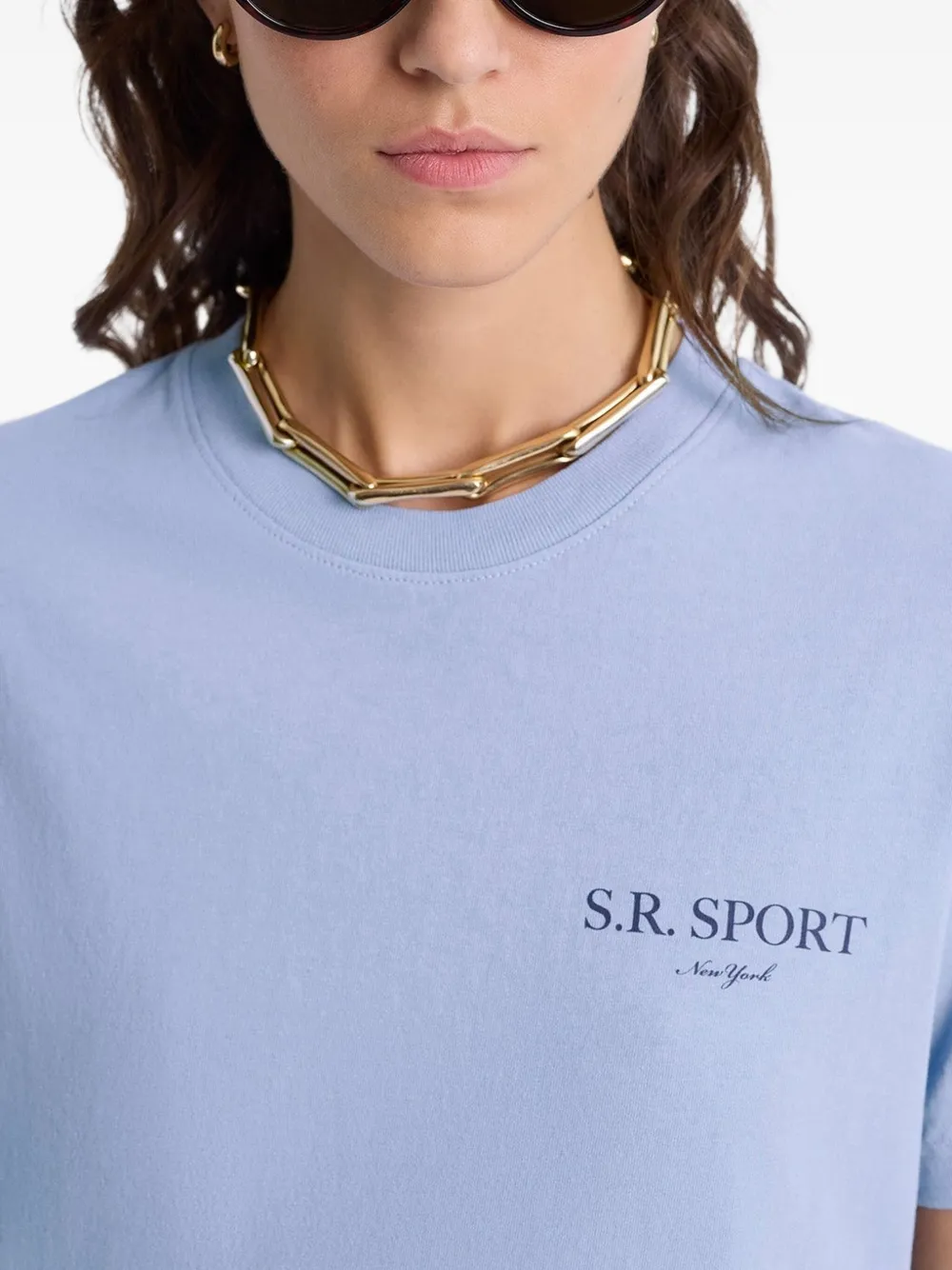 Sporty & Rich Katoenen T-shirt Blauw