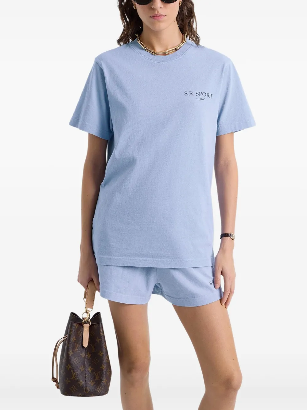 Sporty & Rich Katoenen T-shirt Blauw