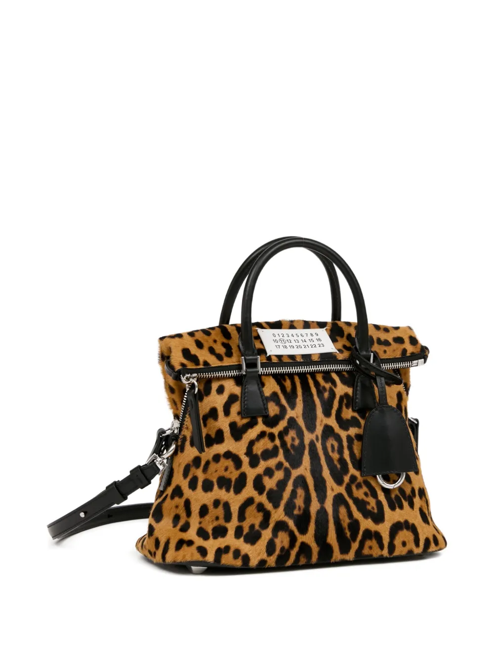Maison Margiela 5AC mini-tas met kalfshaar en luipaardprint Bruin