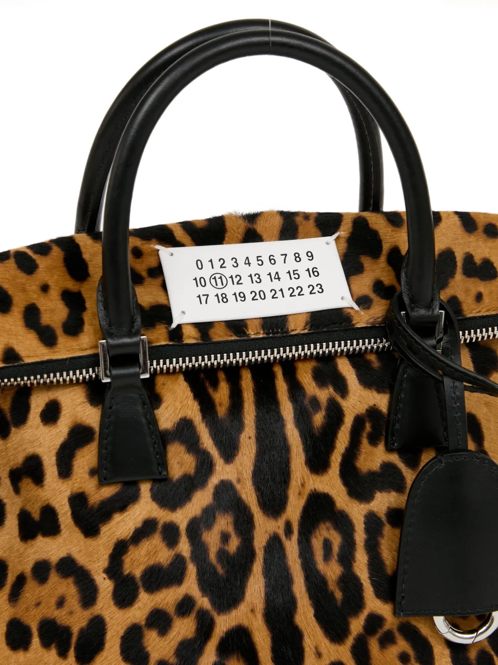 Maison Margiela 5AC mini-tas met kalfshaar en luipaardprint Bruin