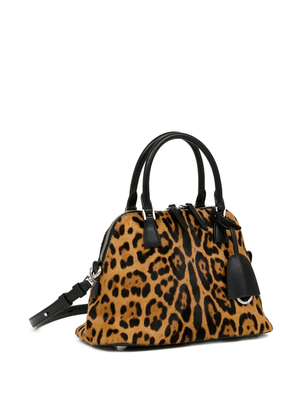 Maison Margiela 5AC mini-tas met kalfshaar en luipaardprint Bruin