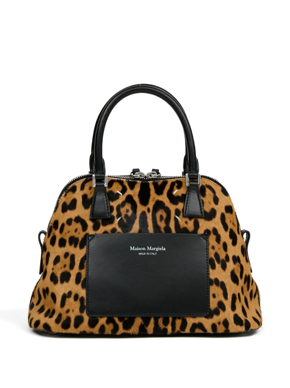 Maison Margiela 5AC mini-tas met kalfshaar en luipaardprint Bruin